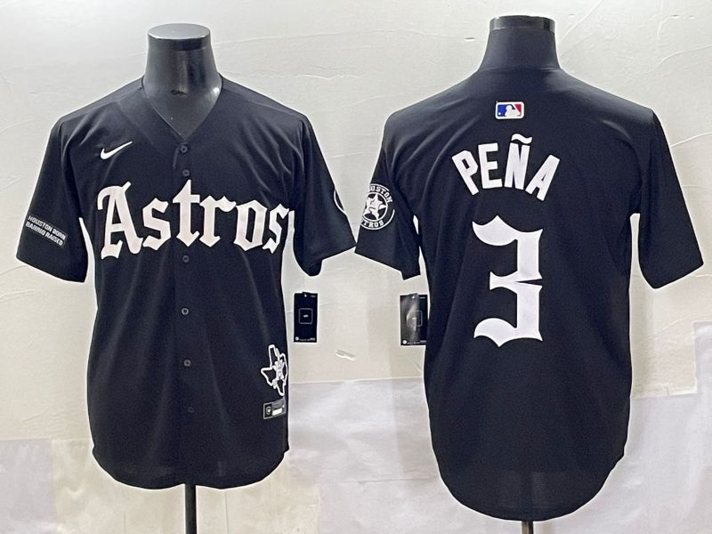 Men 2025 Houston Astros #3 Pena Black Five generations Joint Name Nike MLB Jersey style 22->houston astros->MLB Jersey